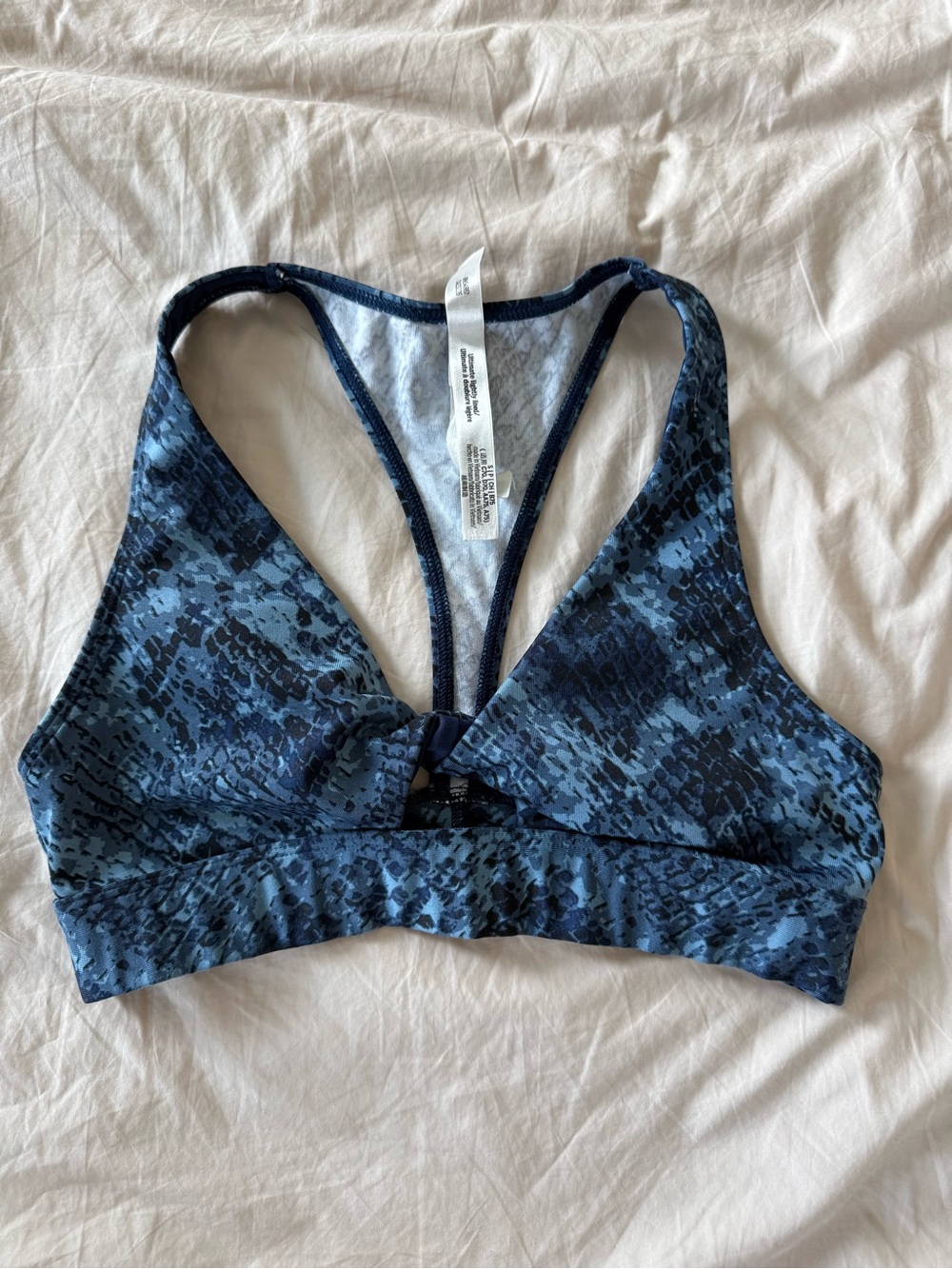 PINK Victoria's Secret Blue Patterned Racerback Sports Bra